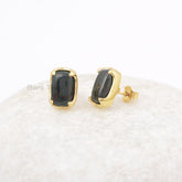 Natural Bloodstone Stud 7x11mm Cushion Gemstone Earrings, Prong Set Handmade Earrings, 925 Silver 18k Gold Plated Earring, Womens Day Gift